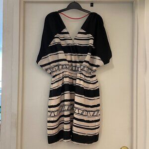 BCBGeneration Black Cream Peach Stripe Dress - Size Medium